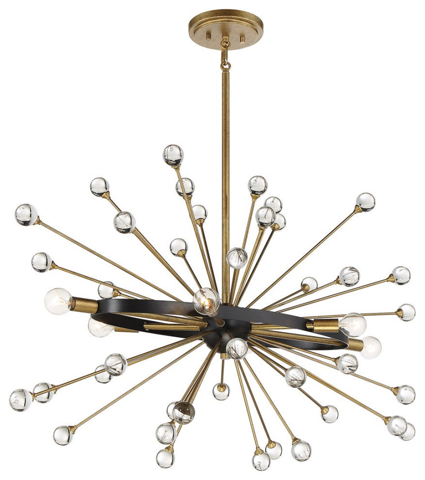 Savoy House Ariel 6-Light Oval Chandelier 1-1858-6-62, Como Black With Gold