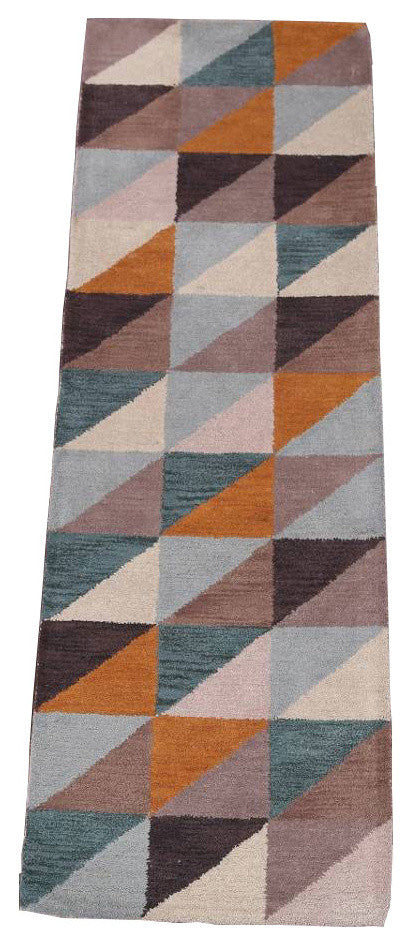 Cubic Design Hand Tufted Indian Oushak Oriental 100% Wool Area Rug, Runner 8''
