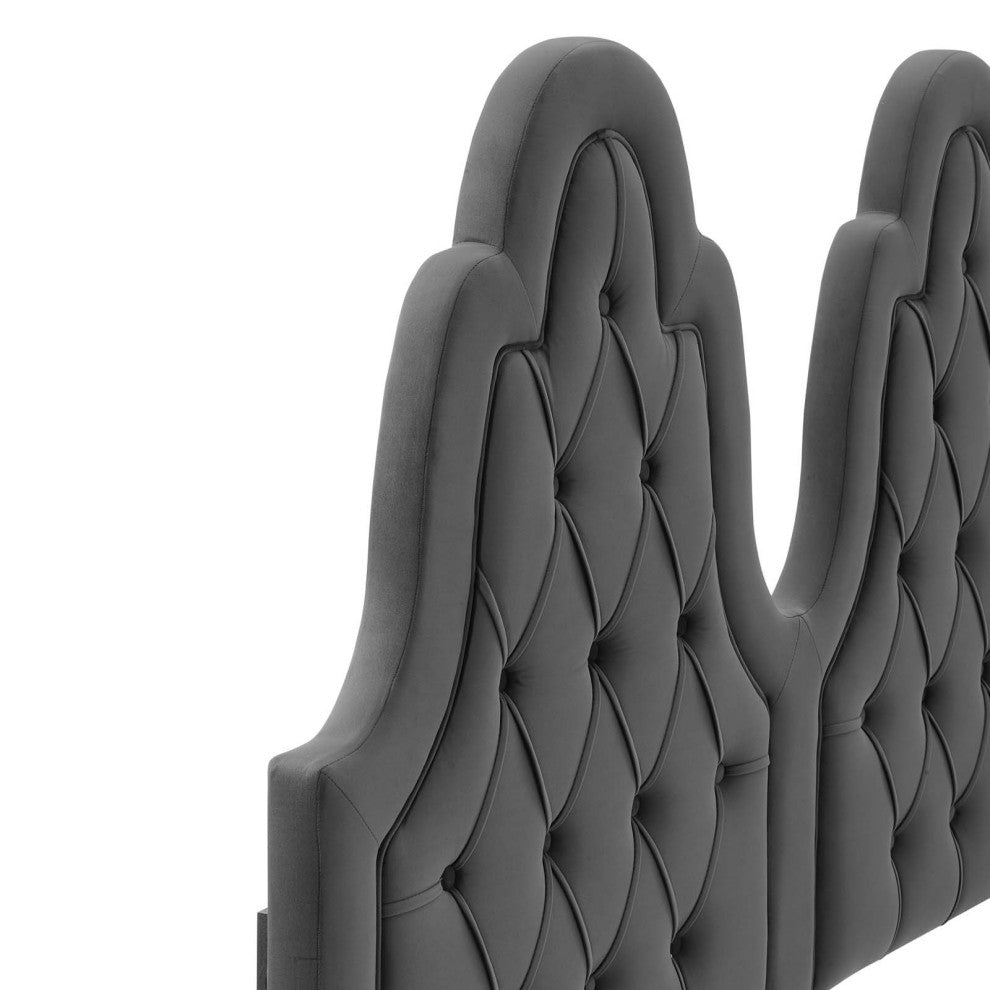Augustine Tufted Performance Velvet Full/Queen Headboard Charcoal