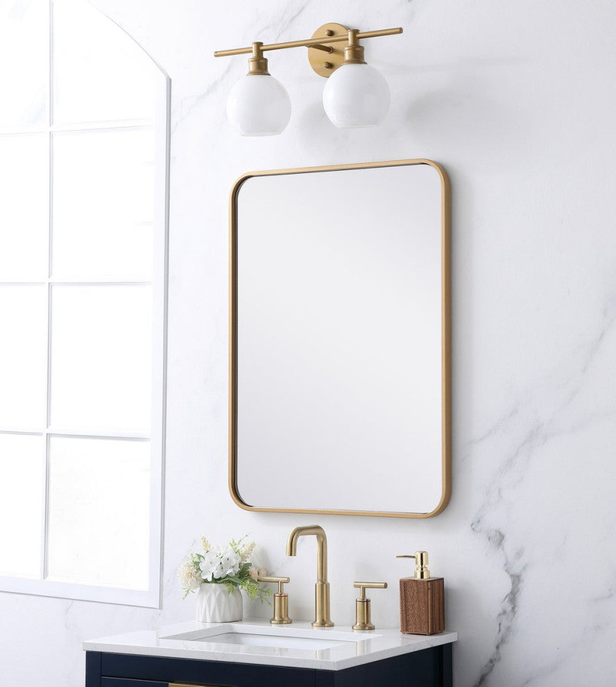 Ellis Soft Corner Metal Rectangular Mirror, Brass, 22"x30"