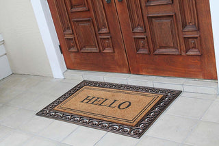 Hello Rubber And Coir Paisley Border Double Doormat, 30"x48"