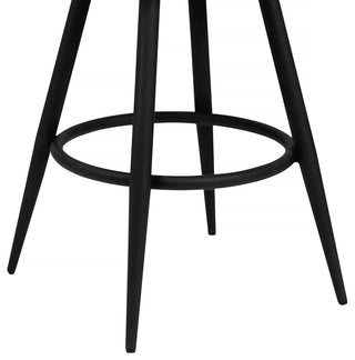 Justin 30" Bar Height Swivel Grey Faux Leather Bar Stool with Black Metal Legs