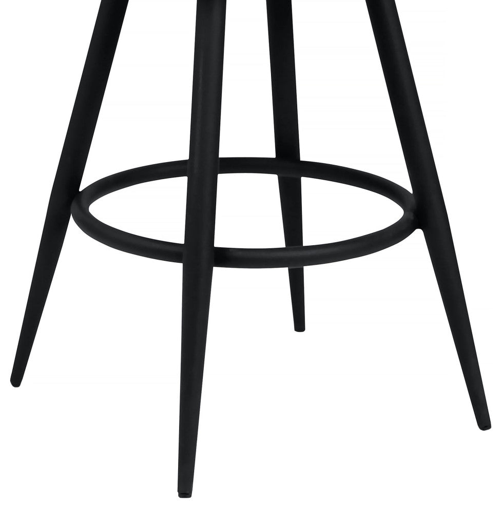 Justin 30" Bar Height Swivel Grey Faux Leather Bar Stool with Black Metal Legs