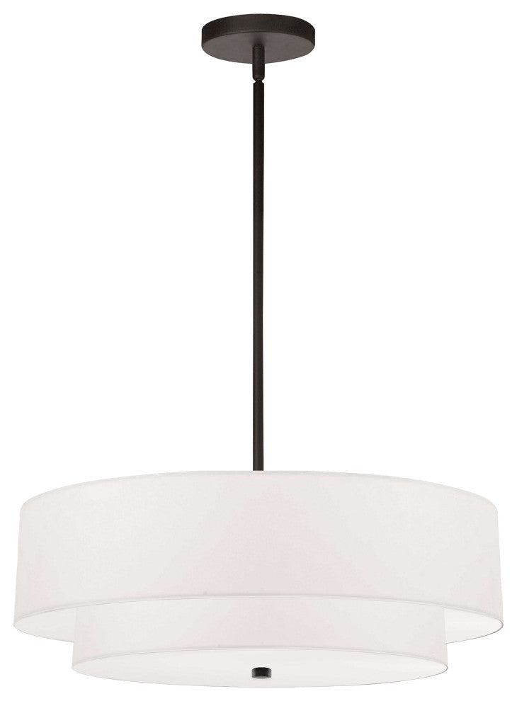 Matte Black Transitional Pendant, White Shade