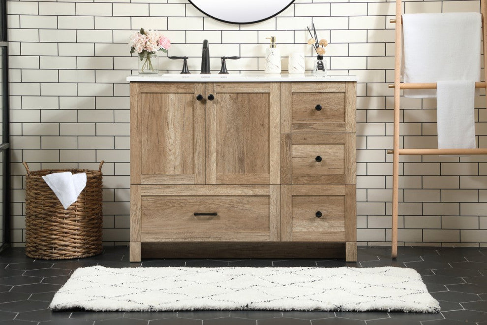 Home Living 19" Farmhouse Natural Oak-Light Bathroom Vanity