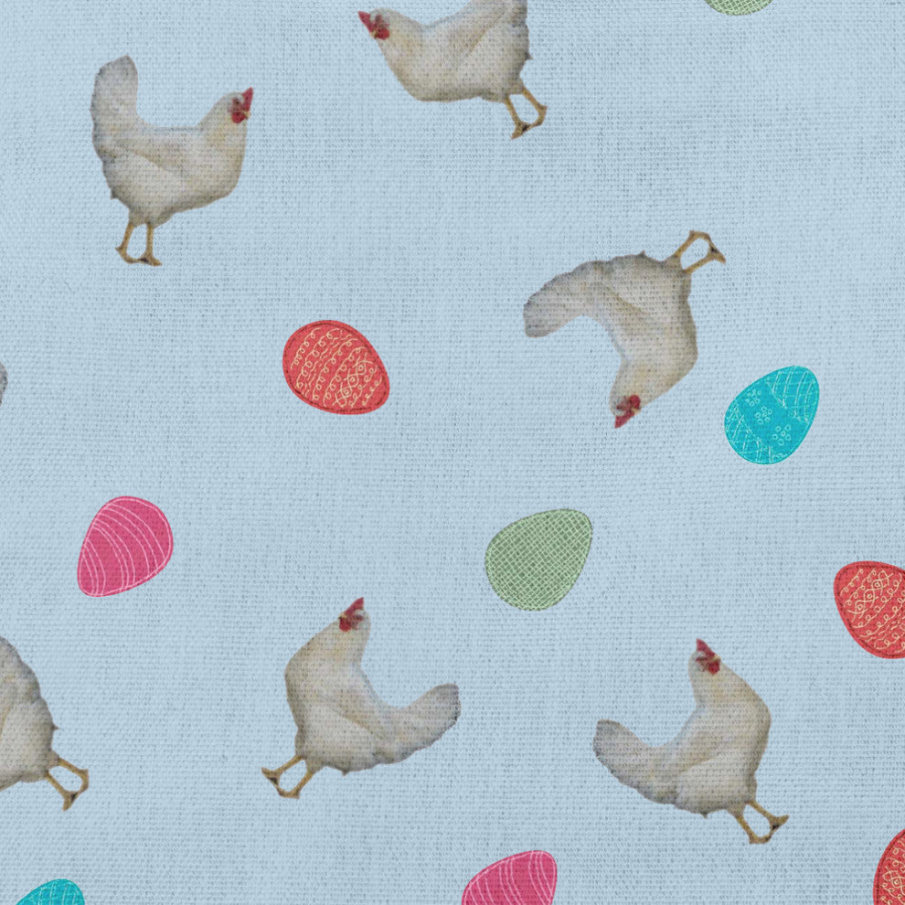 Chickens and Eggs Easter Decorative Throw Pillow, After Rain Blue, 26x26"
