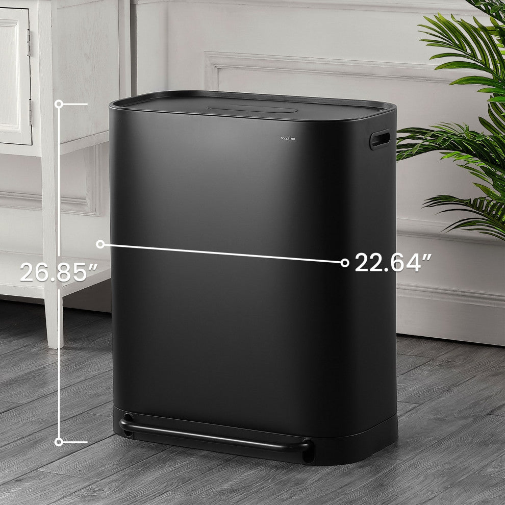 Kitchen 16-Gallon Double-Bucket Step Trash Can With Odor Filter and Lid Support