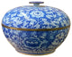 Vintage Blue White Porcelain Floral Pattern Accent Round Box Display Hws1998