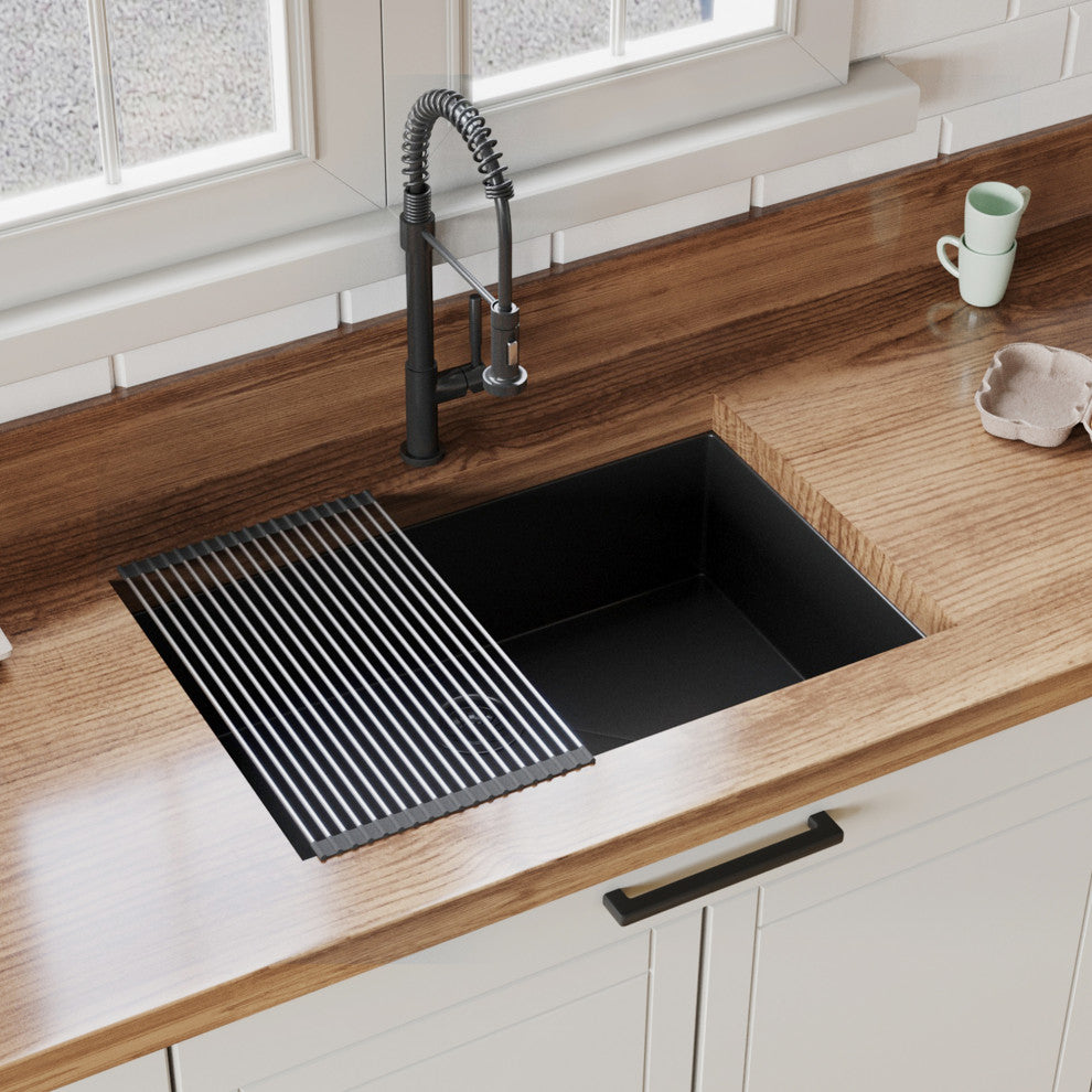Undermount Single Bowl Stainless Steel Kitchen Sink, Gunmetal Black, 33 X 21