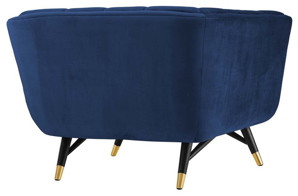 Adept Upholstered Velvet Armchair, Midnight Blue