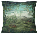 Green Forest Glade Landscape Printed Throw Pillow, 18"x18"