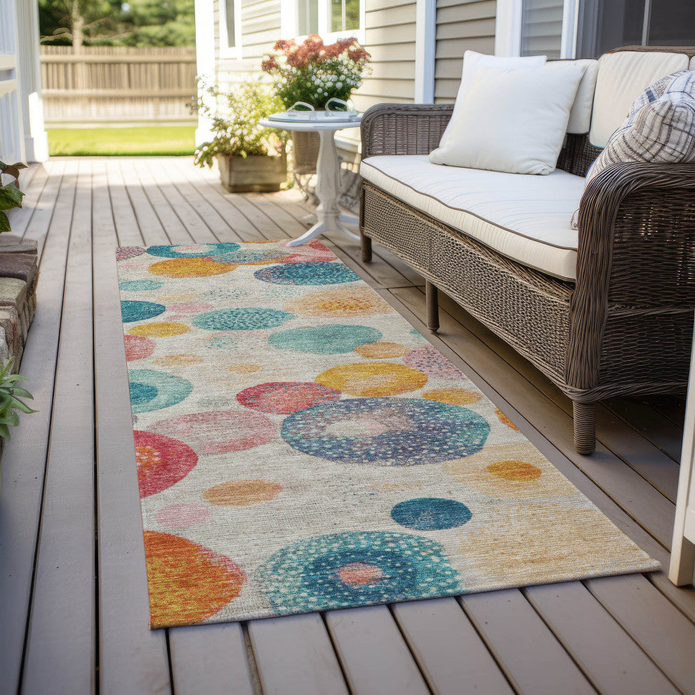 Machine Washable Indoor/Outdoor Chantille ACN1896 Beige 2'3" x 7'6" Runner Rug