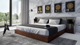 Modrest Janice Modern Gray and Walnut Bed and Nightstands, Queen