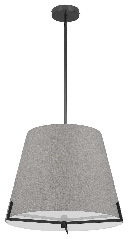 Preston Contemporary 4 Light Grey Matte Black Fabric Pendant