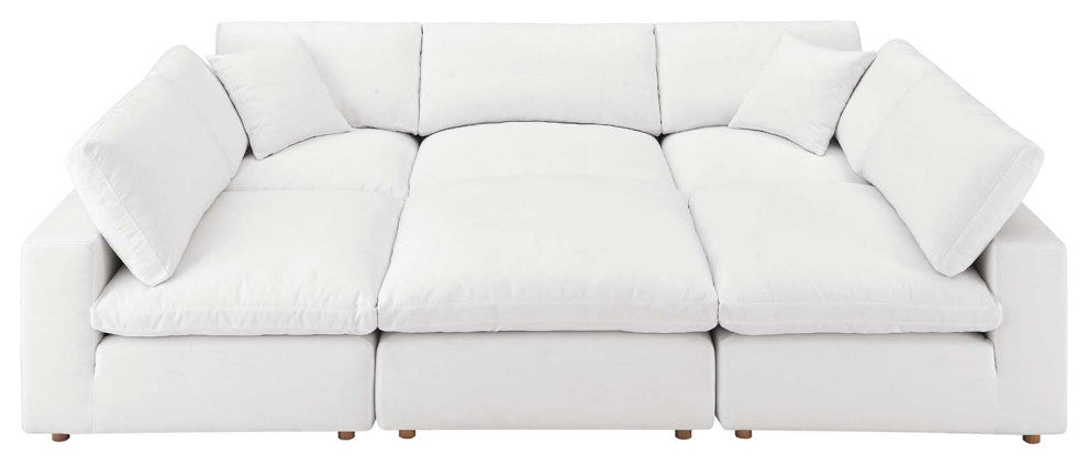 Modular Sectional Deep Sofa Set, White, Fabric, Modern, Lounge Cafe Hospitality
