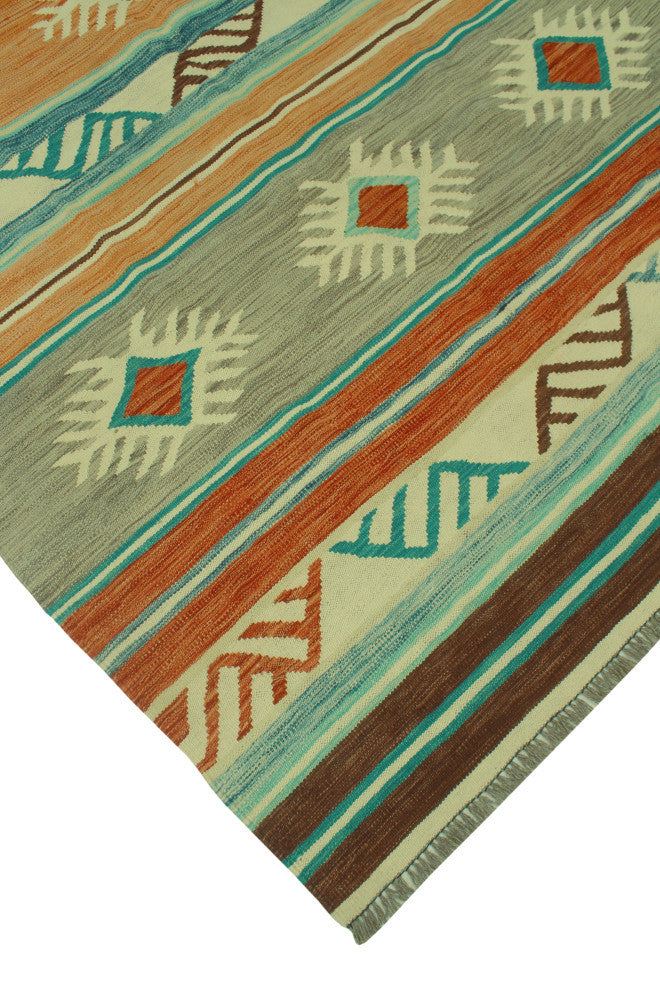 Winchester Kilim Chaimae Orange/Blue Rug, 3'10x6'9