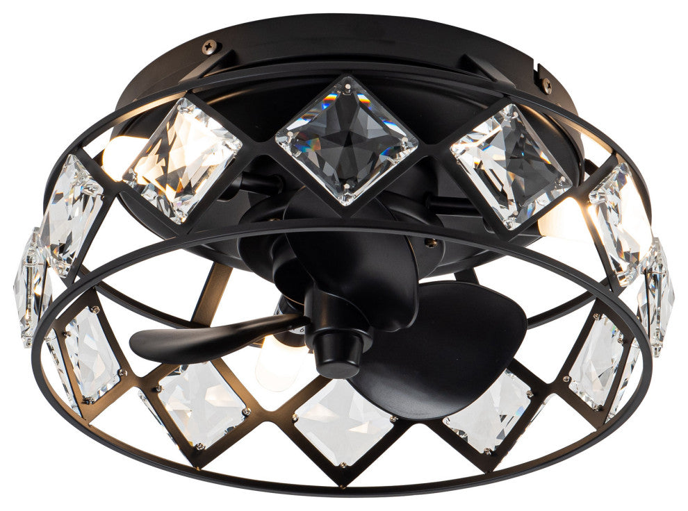 12.2 in. Indoor 3-Blade Crystal Ceiling Fan With Light and Remote Control
