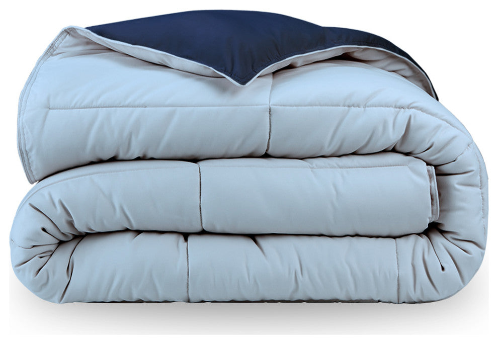 Bare Home Reversible Bed-in-a-Bag, Dark Blue/Light Blue, Dark Blue, Full