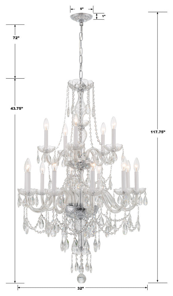 Traditional Crystal 15-Light Polished Chrome Chandelier