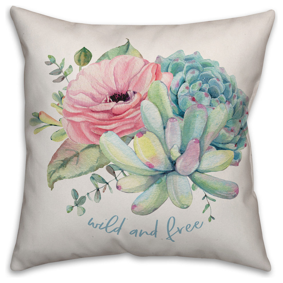 Wild and Free Succulents 20x20 Throw Pillow