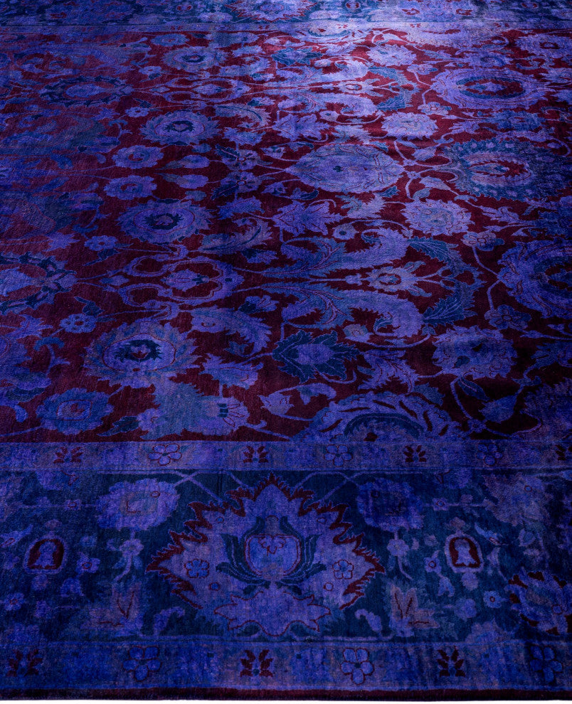 Overdyed One-of-a-Kind Hand-Knotted Area Rug Purple, 9' 1" x 12' 0"