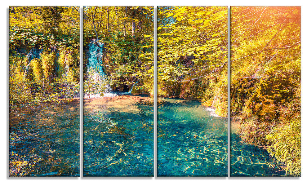 Plitvice Lakes National Park, Large Landscape Canvas Print, 48"x28", 4 Panels
