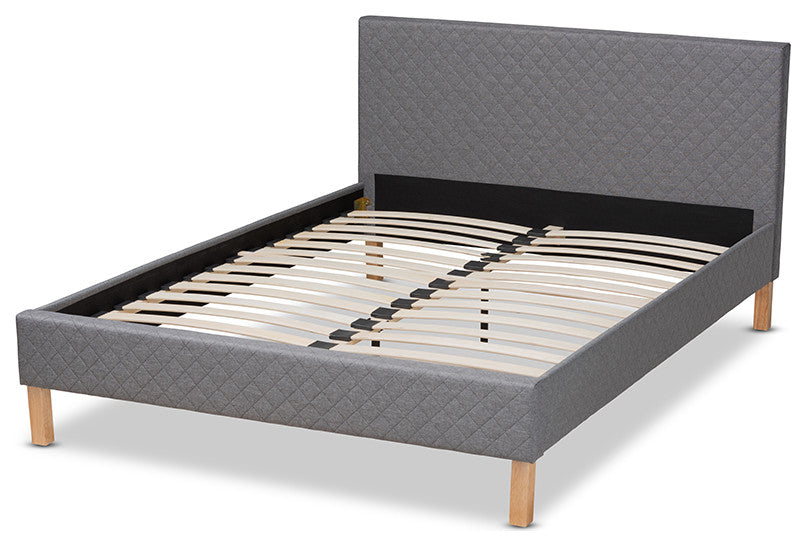 Aneta Modern and Contemporary Gray Fabric Upholstered King Size Platform Bed