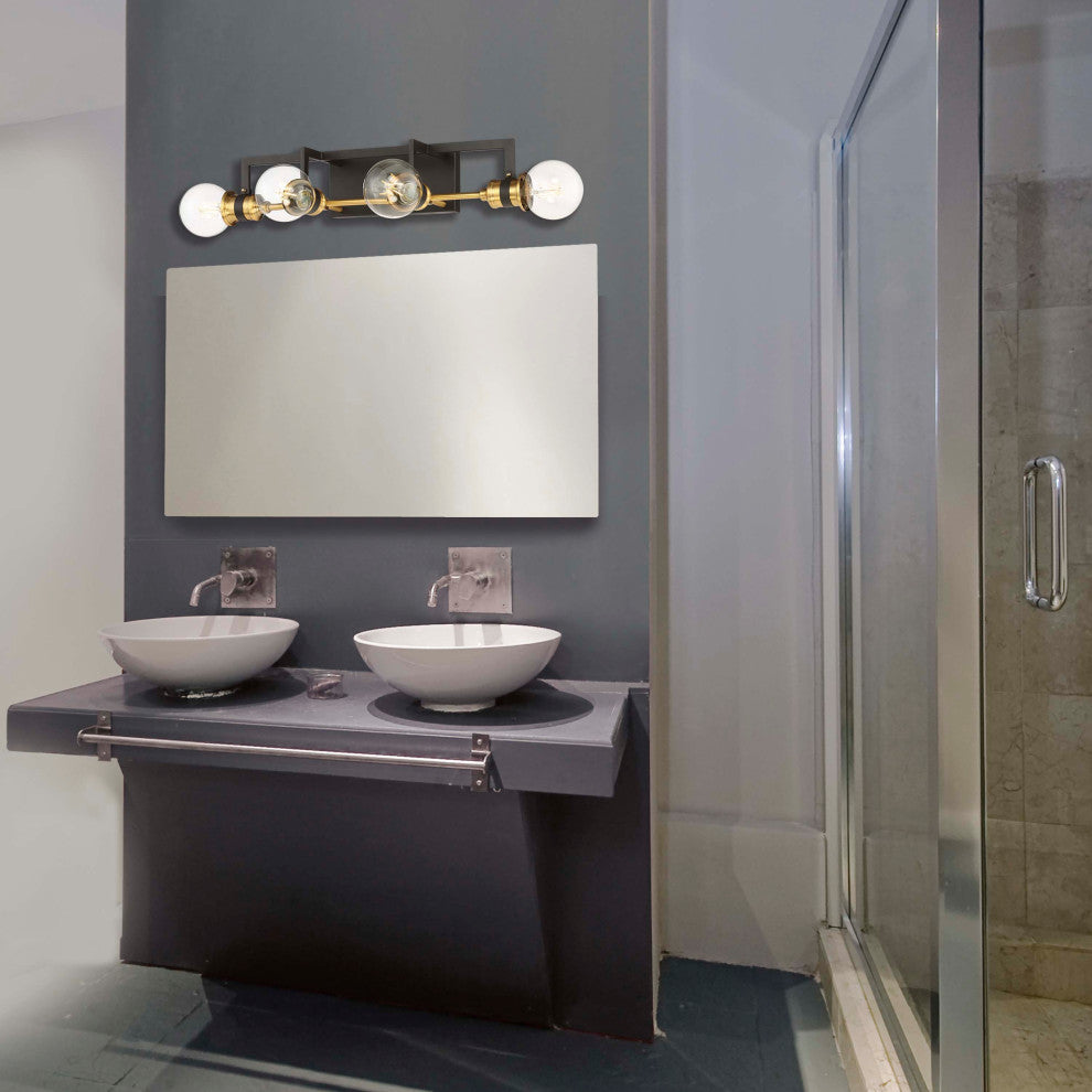Intention - 4 Light Vanity - Warm Brass and Black Finish