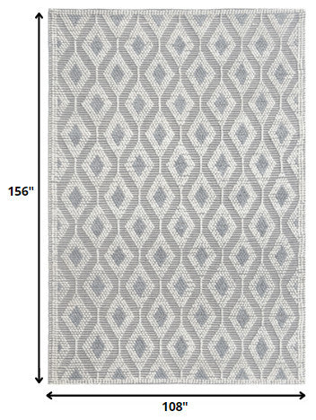 9"x13" Ivory Gray Diamond Trellis Modern Area Rug