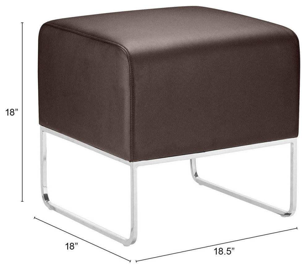 Ottoman Accent Chair, Fabric, Wood, Brown Black, Chrome, Lounge Hospitality