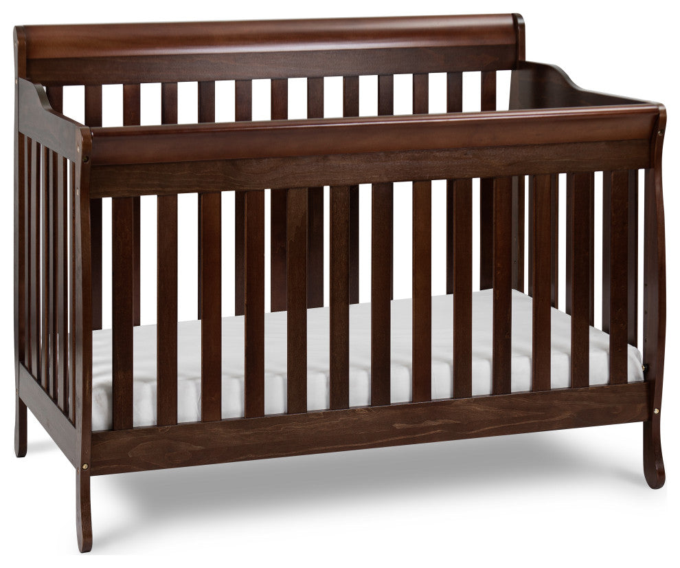 Baby Mile Eve 4-in-1 Convertible Crib With Guardrail, Espresso