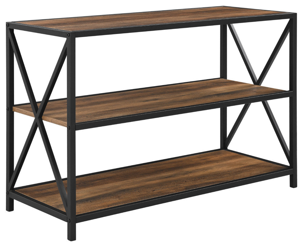 X Frame 40" Industrial Wood Bookshelf - Rustic Oak