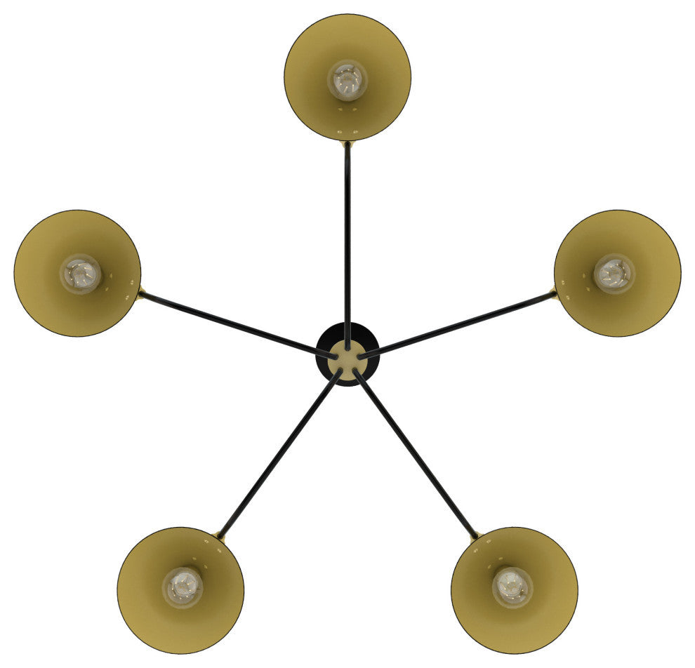 Hunter Grove Isle 5-Light Chandelier Light Fixture, Matte Black/Modern Brass