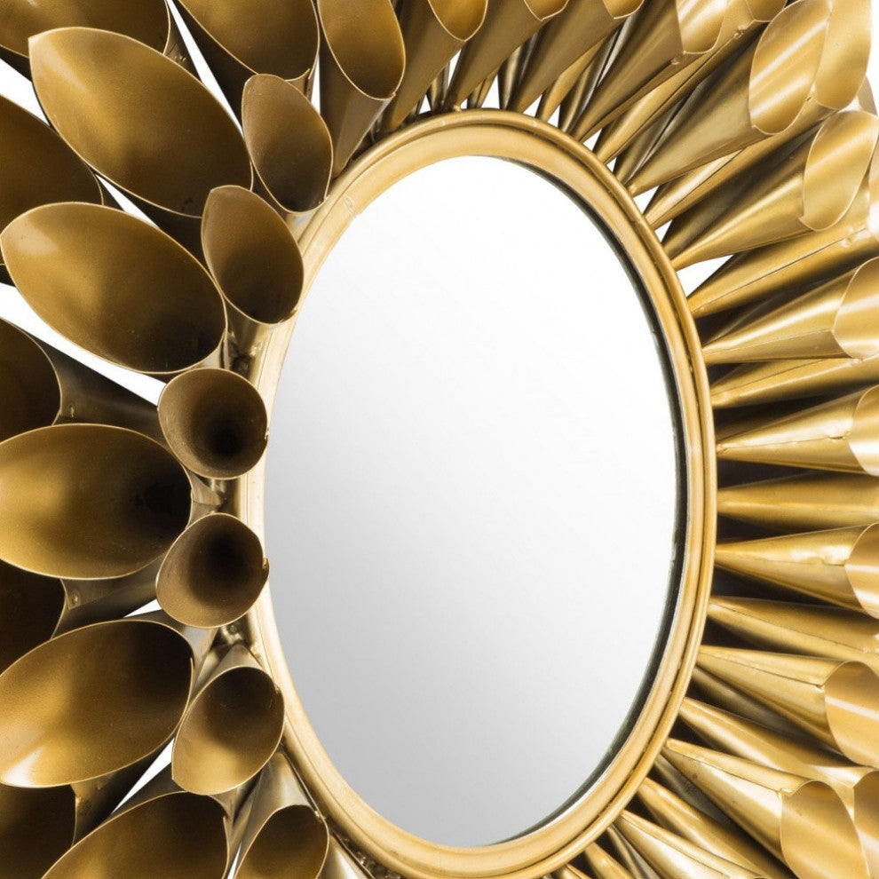 Gold Sunflower Round Mirror