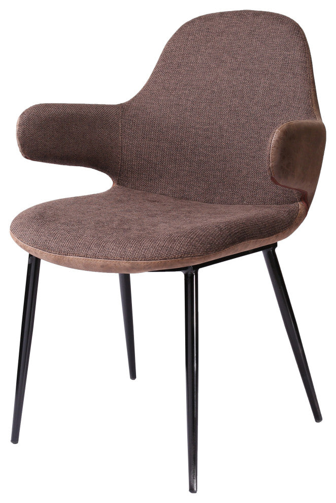 Modrest Bontura Modern Brown Fabric and Leatherette Accent Chair