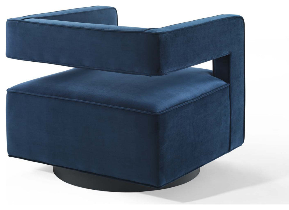 Booth Performance Velvet Swivel Armchair - Midnight Blue