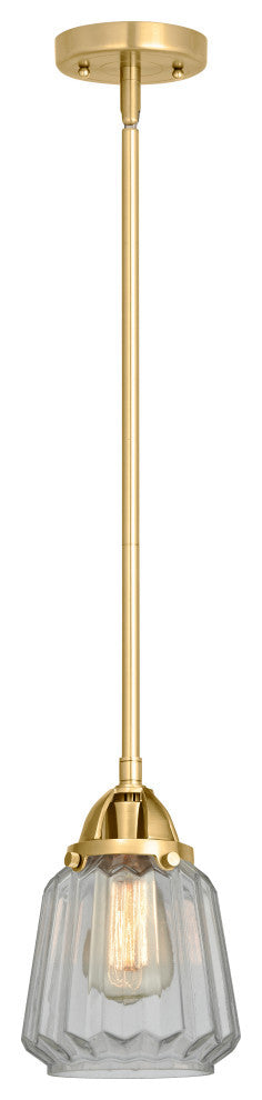 Chatham Mini Pendant, Satin Gold, Clear, Clear
