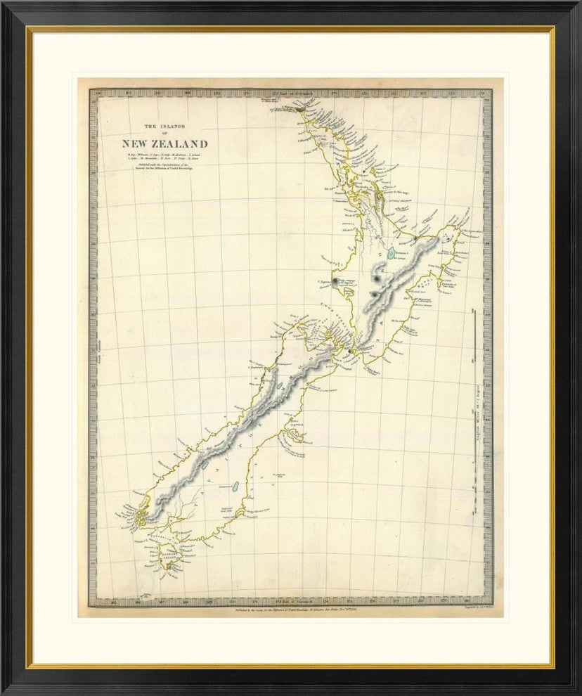 "New Zealand, 1838"  by Society for the Diffusion of Useful Knowledge, 39x46"