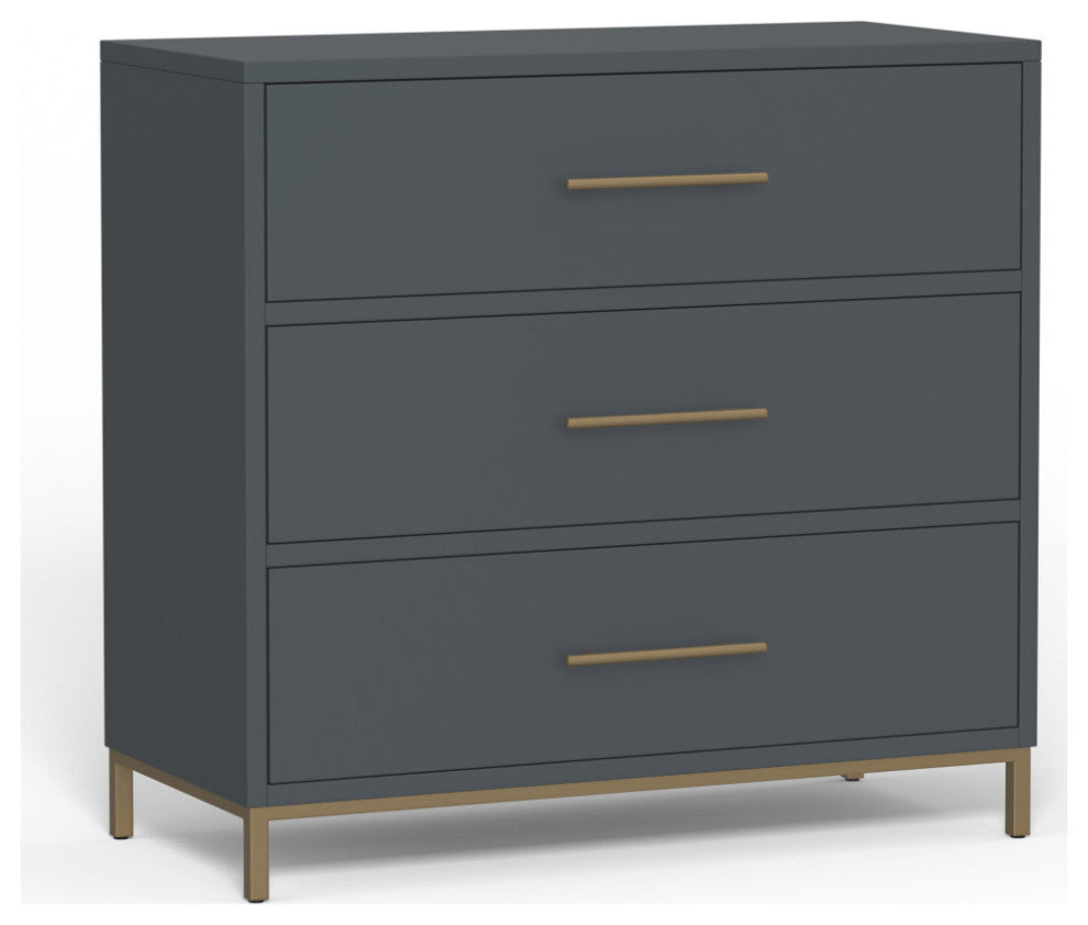 Madelyn Three Drawer Small Chest, Slate Gray