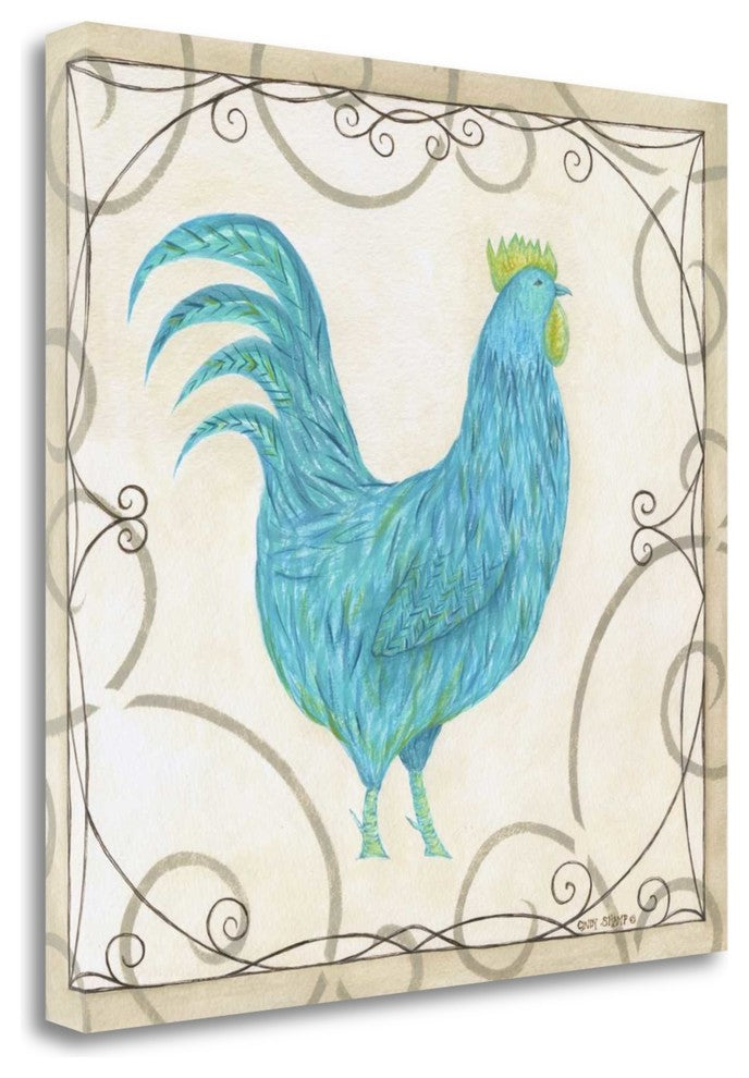 "Teal Rooster I" By Cindy Shamp, Giclee Print on Gallery Wrap Canvas