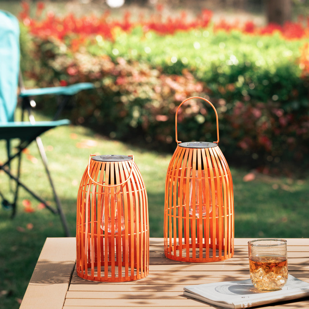 Metal Woven Solar Powered Hanging Lantern, 2-Piece Set