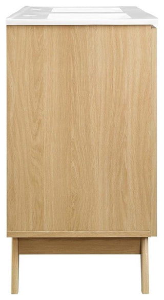 Modway Soma 48" Double Sink Modern Wood Bathroom Vanity in Oak and White