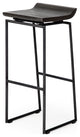 Givens Black Solid Wood Seat with Black Metal Frame Bar Stool