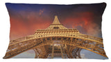 Beautiful View of Paris Paris Eiffel Towerunder Red Sky Pillow, 12"x20"