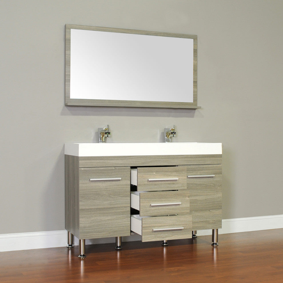 The Modern 48 Inch Double Modern Bathroom Vanity In Gray Without Mirror