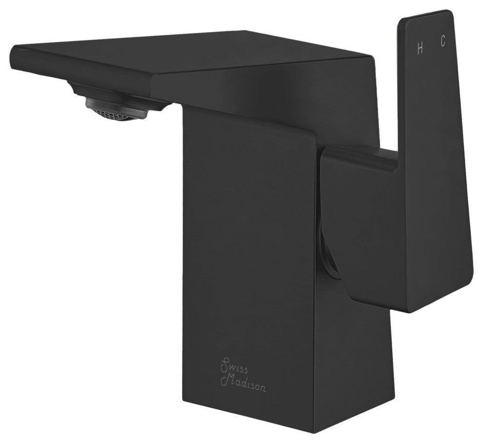 Carre Single Hole Single Handle Bathroom Faucet, Matte Black