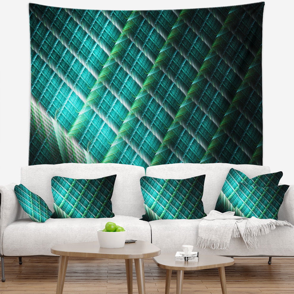 Green Fractal Grill Pattern Abstract Wall Tapestry, 92"x78"