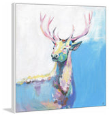 "Pastel Deer" Floater Framed Painting Print on Canvas, 16"x16"