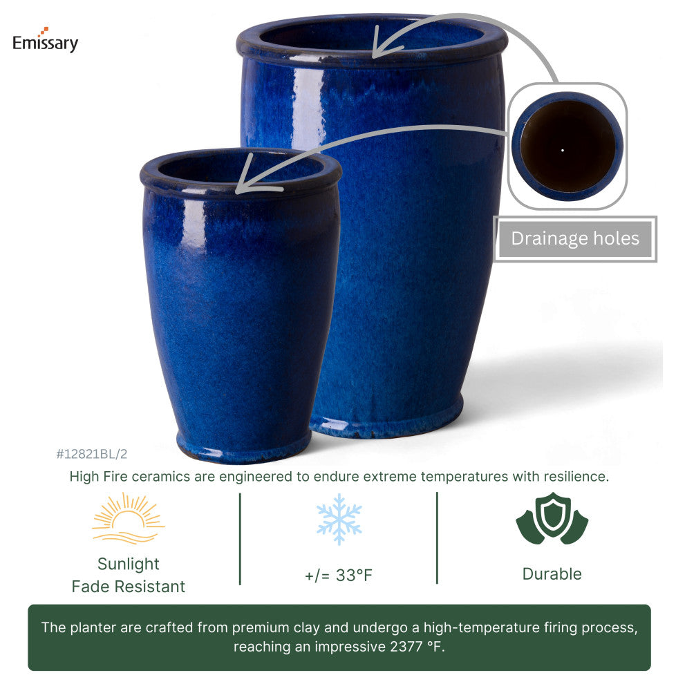 Round Blue Planter, Large