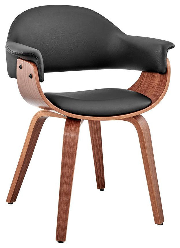 Adalyn Black Faux Leather and Walnut Wood Dining Room Accent Chair